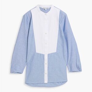 NWT- VERONICA BEARD Naya Top Light Blue/ White Button Down. Size 8. MSRP: $358